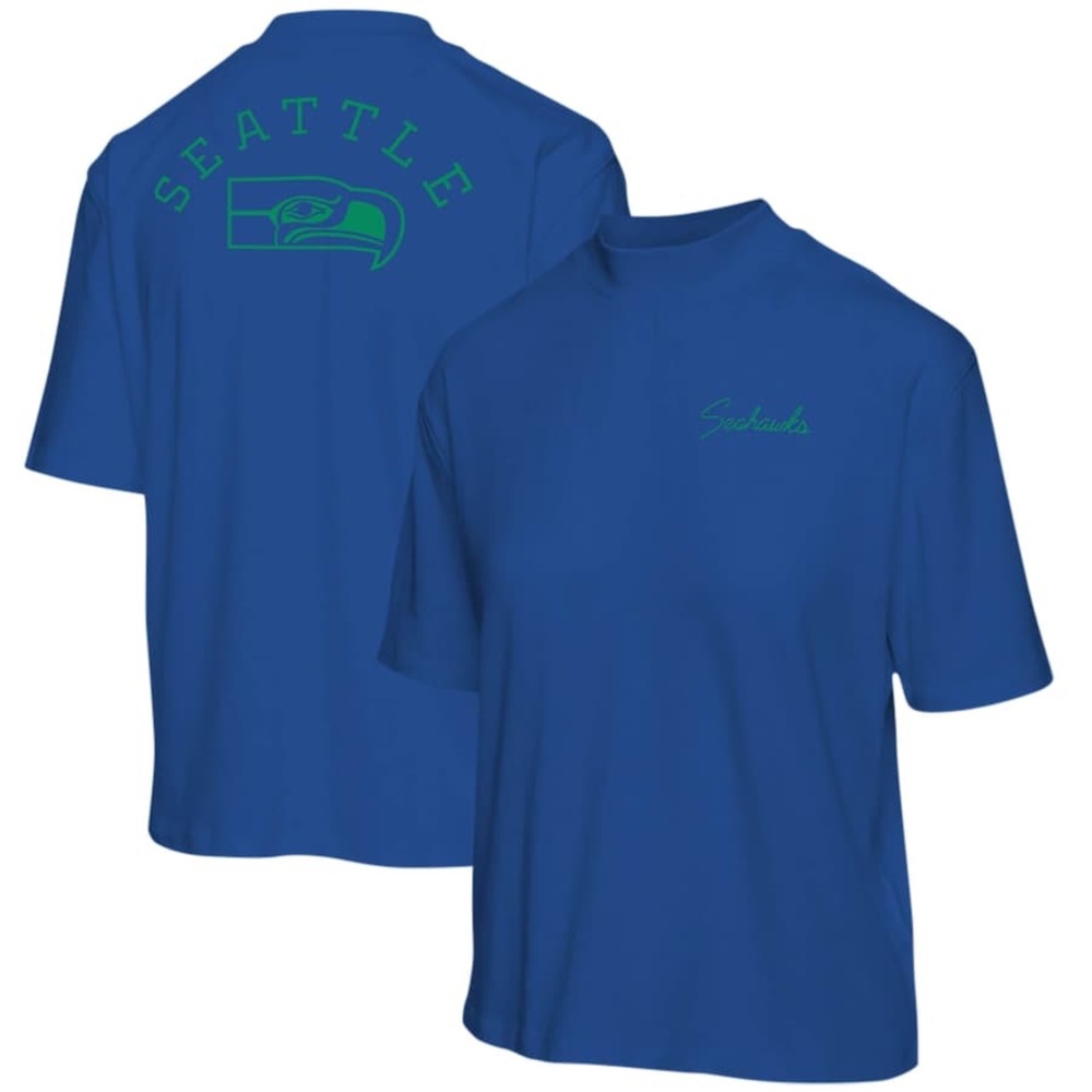 Seattle Seahawks Women's Royal Half-Sleeve Mock Neck T-Shirt